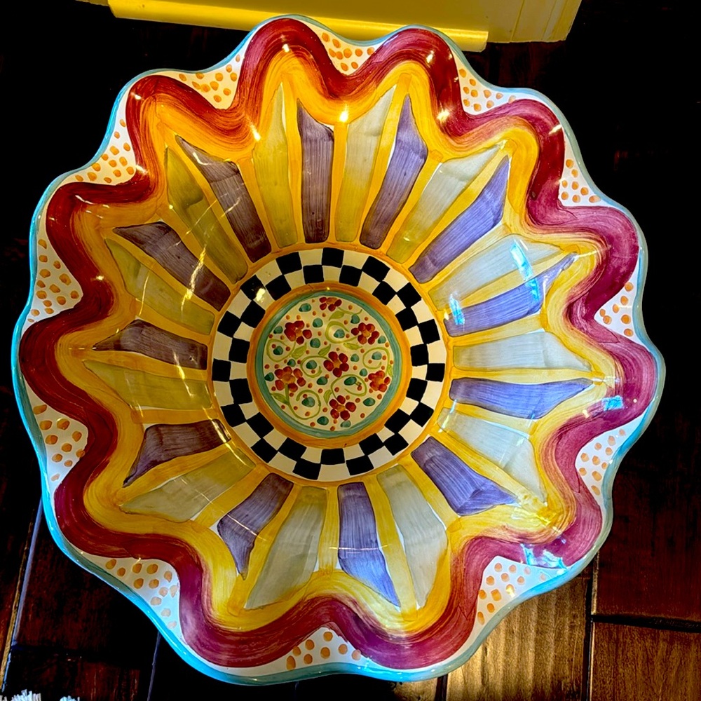 Mackenzie Childs centerpiece bowl, ceramic